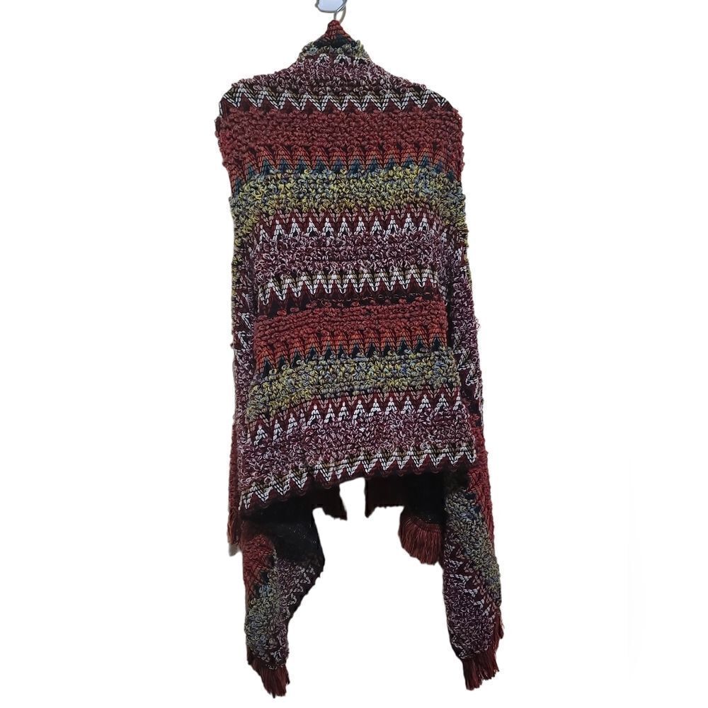 Fringe Shawl Multicolored Open Front Sleeveless S… - image 6